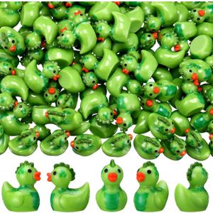 Realspring 100 Pcs Mini Resin Dinosaur Ducks Bulk Dinosaur Duck Miniatures Miniature Animals for Christmas Party Fillers Favors Home Miniature Landscape Ornaments Cake Garden Party Decoration