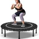 BCAN 48" Adult Fitness Trampoline with Durable Bungees, Stable & Quiet Exercise Rebounder, Great Mini Trampoline for Indoor/ Garden Workout - Silver