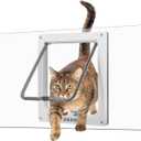 Cat Door for Window, Fits 14"-24" Width Window, Cat Window Door with 4 Locking Modes, Weatherproof Window Cat Door Insert, Magnetic Closure, Easy Installation, Clear Plexiglass