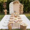 Beeveer 71x150'' Extra Large Outdoor Picnic Blanket with Beige Table Runner 12 Napkins and 12 Beige Floor Pillow Cushions for Picnic Party Camping Wedding Bachelorette Birthday Baby Shower Decor