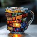 Novelty 3D Painted Book Mug Unique Chapter Book Mug Stained Glass Handmade Coffee Mugs 11oz Funny Books Themed Coffee Cute Bookish Mugs for Books Lover Readers Librarians Literature Lover Writer (Bb)