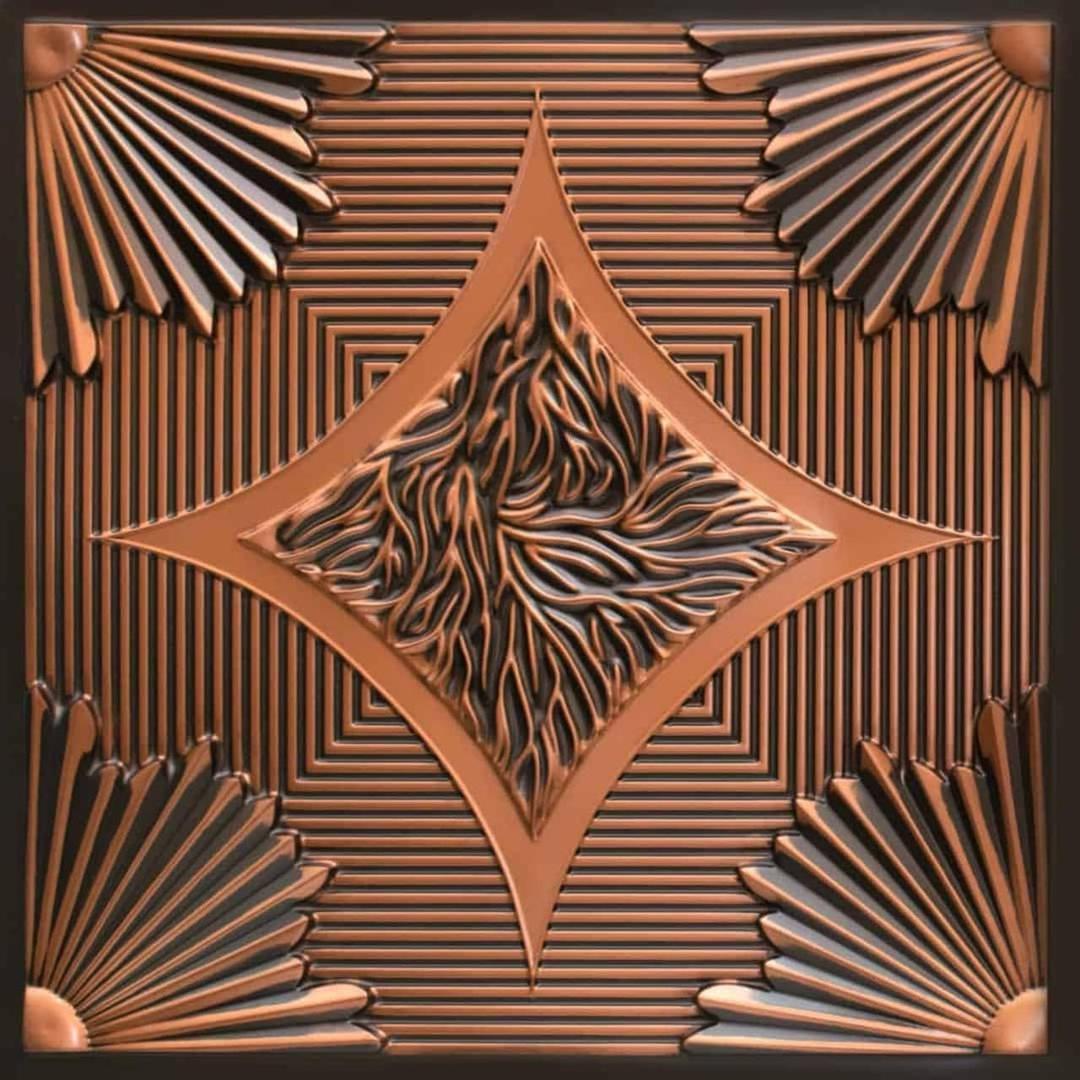 From Plain To Beautiful In Hours 201 Sunset Boulevard PVC 2' x 2' Lay-in or Glue-up Ceiling Tile (Case / 300 sq.ft), Antique Copper, 25 Piece