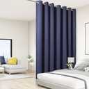 BONZER Room Divider Curtain Total Privacy Wall Extra Wide Grommet Room Darkening Curtains for Patio Sliding Glass Door, 108L x 150W Inch (9L x 12.5W ft), 1 Panel, Blue