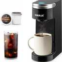 CHULUX Slim Single Serve Coffee Maker for K Cup Pod, Compact Portable Coffee Machine for Dorm, RV, Office and Travel, Matte Black