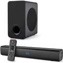 A90 2.1ch Sound Bar Speakers, Bluetooth Wireless, ARC, Optical, AUX, USB, Black, 2.5" Speakers, 5.25" Subwoofer, Wall Mount, Surround Sound for TV, PC, Home Theater