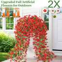 Yastouay 4 Pcs Artificial Flowers for Outdoors, UV Resistant Fake Outdoor Flowers, Realistic Artificial Plants & Flowers for Outdoor Porch Patio Window Garden Decor(Red)