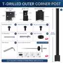 42" Modular Side Mount Outside Cable Railing Corner Post 1 Pack