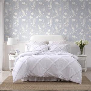 Laura Ashley - Twin XL Comforter Set, Reversible Bedding Set with Matching Sham, Dorm Essentials (Norah Solid White)