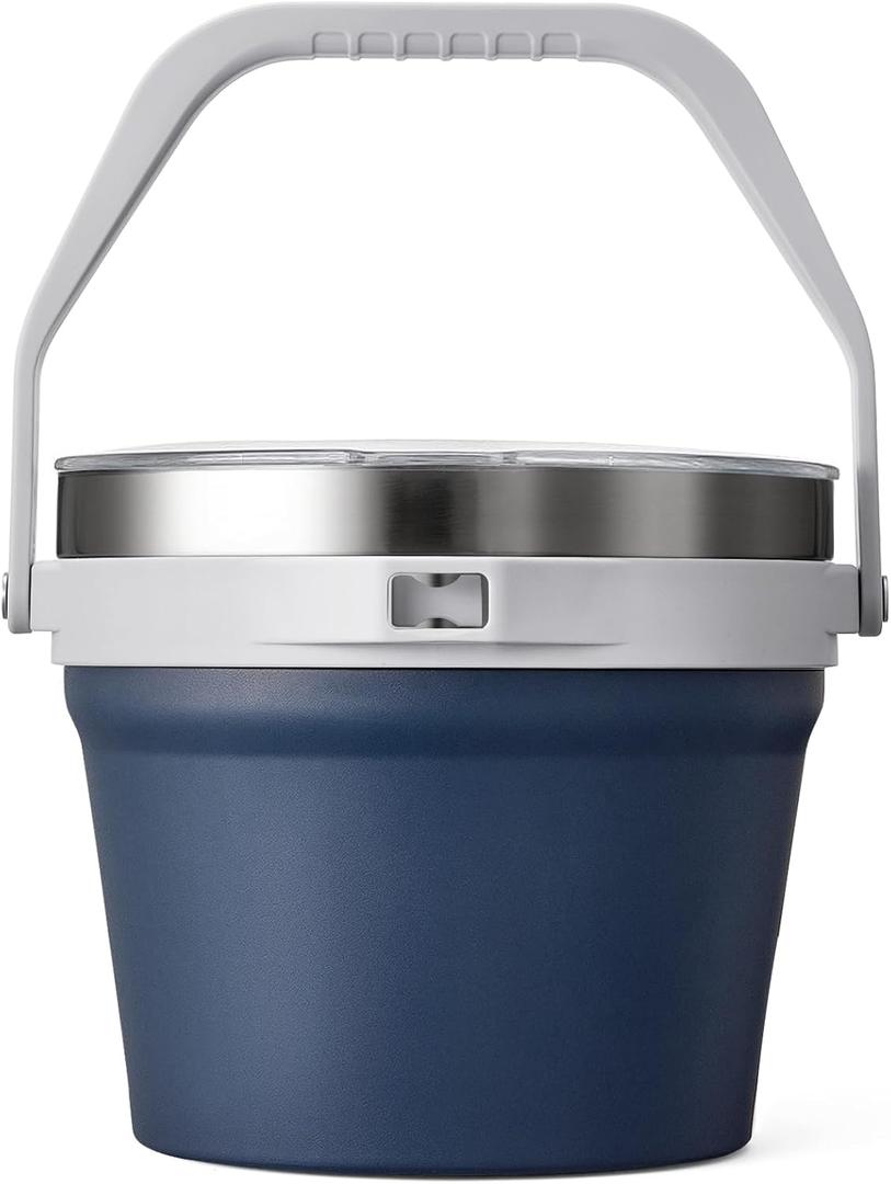 COKTIK 7L Insulated Ice Bucket with LidDouble Wall Vacuum Stainless Steel Beverage Bucket Keeps Frozen LongerHolds 6 Longnecks or 3 Bottles of Winefor Cocktail, Champagne, Large Parties(Navy)
