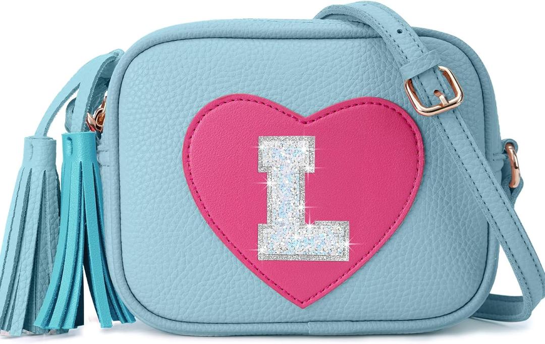 Birthday Gifts for Girl Initial Girls Purse Toddler Purse Kids Purses Toddler Girl Gifts Heart Purses for Girls Blue L