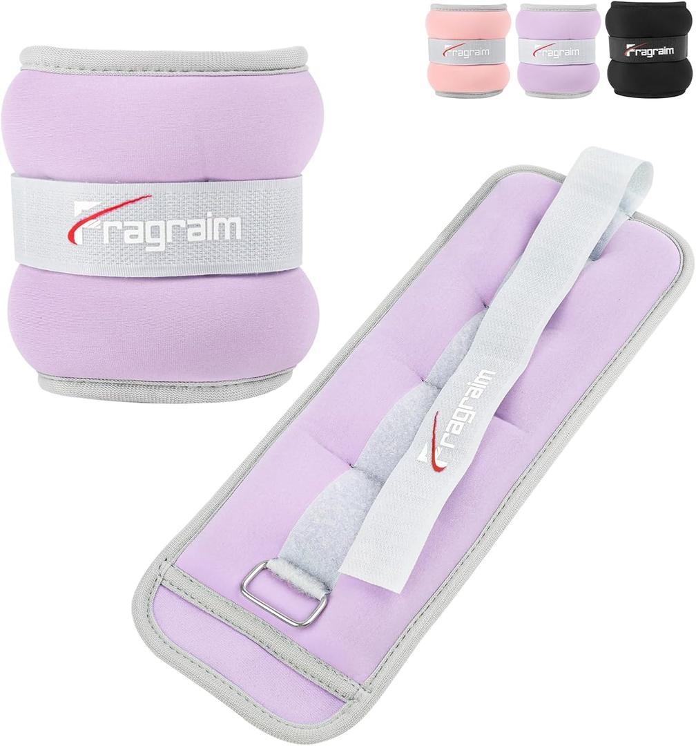 Fragraim Ankle Weights for Women Men Kids 1/2/3/4/6/8/10 LBS 1 Pair Leg Arm Wrist Weights with Adjustable Strap for Running, Walking, Pilates, Gymnastics, Aerobics, Physical Therapy (Purple)