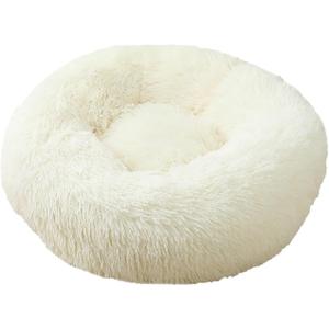 Mr Fluffy Friend - The Original Calming Pet Bed, Warm Plush Donut Dog Bed Washable (XL, White) (XL (31"/80CM))