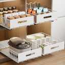 Mustorn 2 Pack Pull Out Cabinet Organizer, Slide Out Cabinet Drawers Peel and Stick Pull Out Drawers Heavy Duty Pull Out Shelf for Kitchen, Cupboard, Pantry, Bathroom (16.5" D*11.8" W*3.94" H-White)