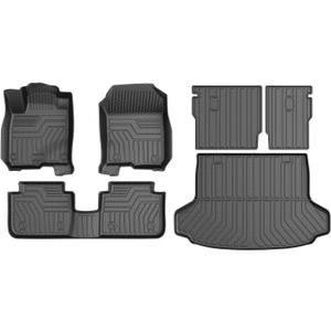 Mixsuper Liner Cargo Liner Floor Mats for Honda HR-V 2023-2025, Cargo Mat Backrest Mats for HRV, All Weather Trunk Mat and 2 Row Floor Liners Set Black