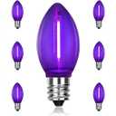 4 x C7 Replacement Bulbs, Dark Purple LED Halloween Lights, Christmas Light Replacement Bulbs for Xmas Tree Patio Holiday Party Prom Wedding Decor, E12 Candelabra Base -10 Pack