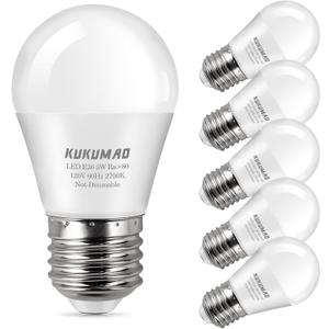 KUKUMAO LED Light Bulb, A15 3W 25W Equivalent, Warm White 2700K, 6 Pack, E26 Medium Screw Base, Energy Saving, for Home Light Bulb, Night Stand Bulb, Table Lamp Bulbs