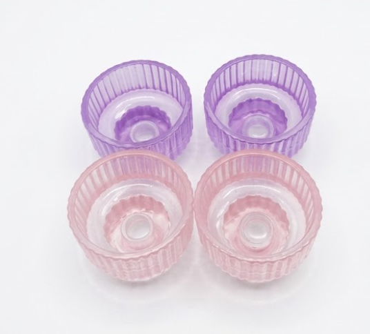 Glass Candlestick Holders, (Colors Purple, Pink), 4 Pieces
