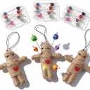 Poen 3 Pcs Voodoo Dolls Horror Doll with 30 Skull Pins, Christmas Stuffing Decoration Funny Inspirational Positive Ornaments Gifts for Friend Coworkers New Year Halloween Party Supplies(Hemp Rope)