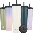 34 OZ Insulated Tumbler with Lid and 2 Straws Stainless Steel Water Bottle Vacuum Travel Mug Coffee Cup,Angel White