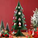 23.6 Inch Wooden Christmas Tree Shelf 4 Tier Display Tree Ornament Stand Corner Wooden Bookshelf Holder for Xmas Holiday Display Decoration(Green)