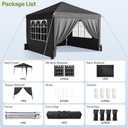 10x10 Pop Up Canopy with Sidewalls, Instant Portable Canopy Tent with Carry Bag for Commercial Events, Camping, Parties - Black