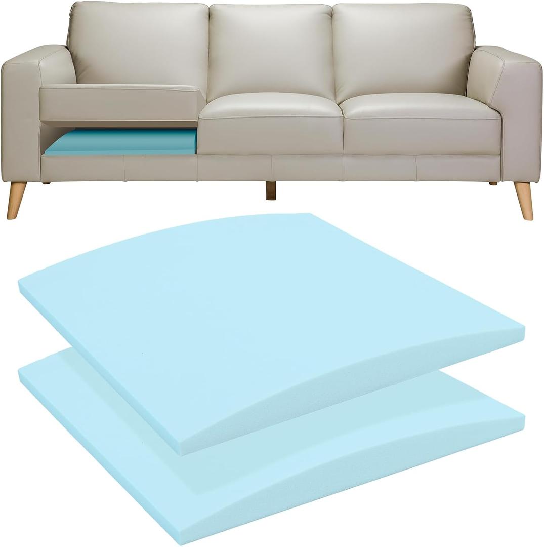 Couch Cushion Support for Sagging Seat,20"X20"X2" High Density Foam Sofa Cushion,Arched Furniture Seat Under Cushion Sag Repair for Loveseat,Blue Set of 2