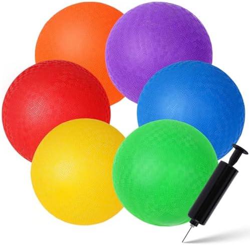 Shindel 6PCS Playground Ball with Air Pump, 5inch Inflatable Dodge Ball for Kids Indoor Outdoor