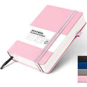 Lined Journal Notebook for Women Men, 352 Pages A5(5.7" x 8.3")College Ruled Hardcover Leather Journals for Writing, Daily Journal Notebooks for Work, Note Taking, Travel, School, Business (Pink)