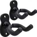 Sound harbor Guitar Wall Mount Hanger 2 Pack Hook Acoustic Electric Bass Guitar Wall Hanger Black Metal Guitar Holder
