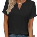 WIHOLL Womens Blouses Spring Tops Short Sleeve Shirts Dressy Casual Summer Vacation Fashion Clothing 2026 (Black, L)
