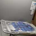 Tall Beach Chairs for Adults, 17" High Backpack Beach Chair with Wooden Armrests, 5 Positions Reclining Heavy Duty Chair with Large Cooler Pouch, Support to 350LBS Striped Blue,1pack