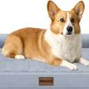 Medium Large Dog Bed Orthopedic Washable: Beds Bolster Medium Large Sized Dog Bed Egg Crate Foam Couch Sofa Waterproof with Removable Cover (30.0"L x 20.0"W x 6.0"Th, Light Grey)