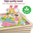 Wooden Puzzles for Kids Ages 4-6, 4 Packs 24 PCs Unicorn Mermaid Princess Fairy Jigsaw Puzzles, Preschool Educational Brain Teaser Toys for Girls 3 4 5 6 Years Old.