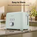 2 Slice Toaster - Stainless Steel, 1.5" Extra Wide Slots, 6 Browning Settings, Bagel/Defrost/Cancel Modes, Green