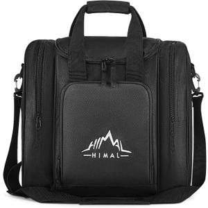 Himal Bowling Ball Bag for Single Sphere - Bowling Ball Tote Bowler's Bag with Padded Sphere Holder - Fits Bowler's Shoes Up to Mens Size 14 (Black)