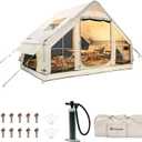 Inflatable Tent with Skylight, Quick Setup Blow Up Tents with Pump, Hot Tent with Stove Jack, 4 Seasons Waterproof Oxford Inflatable Camping House for Adult 4-6 Person, 118x83x78"