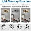 32" Modern Geometric Ceiling Fan with Lights Remote Control, Black 6 Speeds 3 Colors Low Profile Ceiling Fan with Light for Living Room
