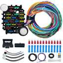 Universal 21 Circuit Wiring Harness Kit, Extra Long Wire Standard Color 17 Fuses Compatible with GM Chevy Mopar Hotrods Ratrods Chrysler Ford