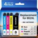 Remanufactured Replacement for 802XL Ink Cartridges for Epson Printer Replacement for Epson 802XL Ink Cartridges for Epson WF-4734 WF-4730 WF-4720 WF-4740 EC-4040 EC-4030 EC-4020 Printer (4 Pack)