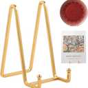 Plate Holder Easel Display Stand - 6 inch Metal Plate Stands for Display - Tabletop Picture Stand - Gold Iron Easels for Display Pictures | Photo Frames | Book | Decorative Plates | Plaque - 2 Pack