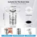 Bathroom Sink Drain Stopper, Universal Pop Up Drain for Bathroom Sink Replacement, Sink Drain Cover with Anti-Clogging Filter Basket Hair Catcher, Sink Drain Strainer for 1.1-1.45 Inch