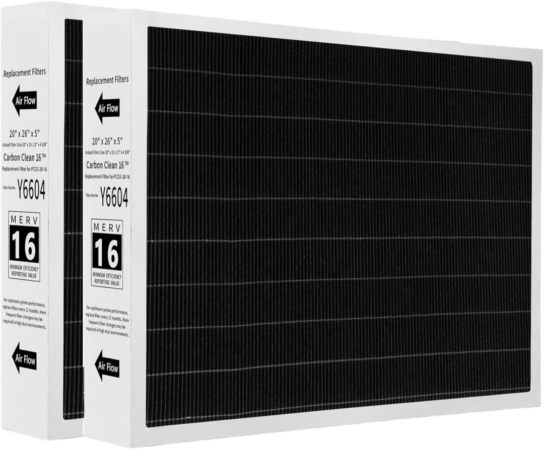 Y6604 MERV16 20x26x5 Furnace Replacement Filter Compatible with PureAir PCO3-20-16 Air Purifier, Replacement with Lennox Y6604 Air Filter, 2 Pack
