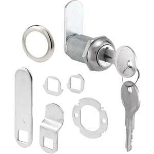 Prime-Line U 9945 Drawer and Cabinet Lock  Secure Important Files and Drawers, 1 1/8 In., Diecast Stainless Steel, Fits on 13/16 In. Max Panel Thickness (Single Pack)