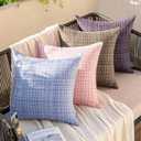 MIULEE Outdoor Waterproof Throw Pillow Covers Decorative Farmhouse Water Resistant Cushion Covers for Tent Patio Garden Couch Sofa Pack of 2, 18x18 Inch Pink