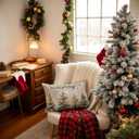 2 x Rustic Merry Christmas Tree Pillow Covers, Farmhouse Christmas Decor, Xmas Tree Forest Winter Holiday Lumbar Pillow Covers for Home Living Room Bedroom Sofa Couch,20x12 Inch,BB117 (27 Color)