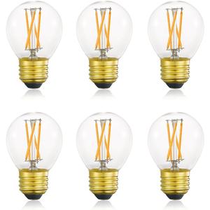Dimmable E26 Edison Bulb G16.5 A15 LED Bulbs 4W (40W Equivalent) G50 Warm White 2700K AC120V 600lm for Chandeliers, Ceiling Fans, Pendant Lights, Wall sconces, Desk/Table/Floor Lamps 6Pack