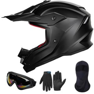 ILM Youth ATV Helmet Kids Dirt Bike Motocross BMX Off Road Motorbike Go Kart Casco DOT ECE Model Z705 (Matte Black, XL)