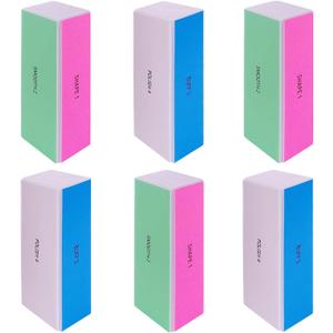 4 Way Nail Buffer Block (6 pcs), Nail Shine Buffers Blocks Files for Natural and Acrylic Nails Smoother Buffing Block Polisher Fingernail File Buffer 120/240/600/3000 Grit for Buffing Shinning
