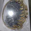 Gold Oval Decorative Mirror, 18x24 Inch Metal Frame Ornate Flower Leaves Modern Wall Mirror for Living Room, Bedroom, Entryway, Dresser, Bathroom