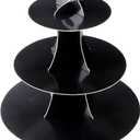 YLDW Cupcake Stand, 3-Tier Cupcake Stand Display, Cardboard Cup Cake Tower Stand, Disposable Dessert Stand for Birthday Tea Party Baby Shower Treat Decorations, Black